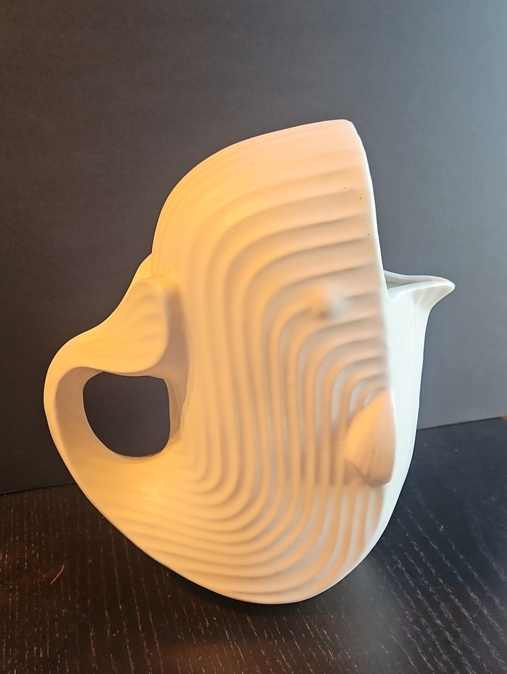Jonathan Adler White Whale Ribbed Ceramic Pitcher - Sculptural Vase